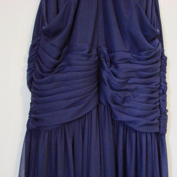 David's Bridal Bridesmaid Dress Marine Navy Blue Ruched Prom Wedding Size 0 Zero - Picture 13 of 16